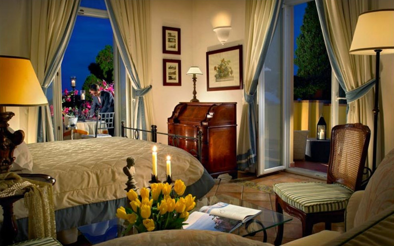 Stylish Italian hotel suite with balconies