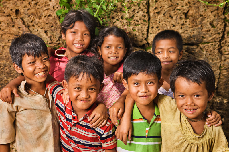 Smiling Cambodian children