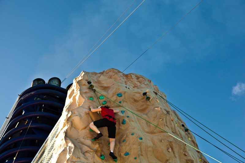 Rockclimbing on cruise ship