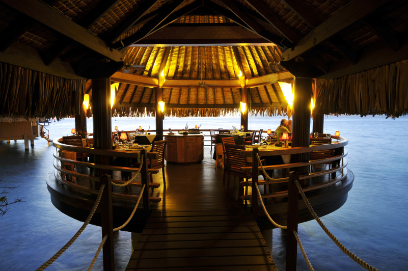 Stunning overwater restaurant Le Lotus in Tahiti