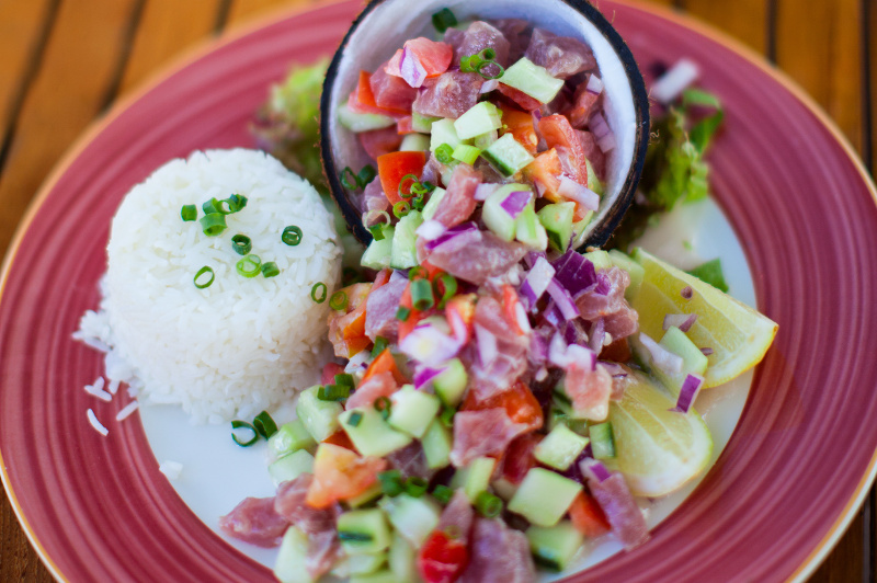 Tahitian fish dish poisson cru served with rice