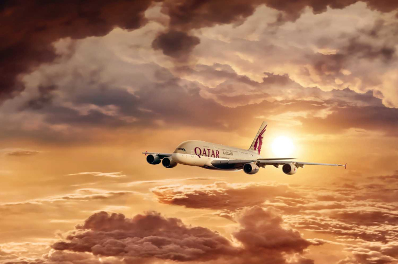 Qatar Airways in the sky