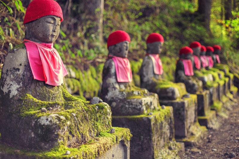 Stone Jizo statues at Nikko
