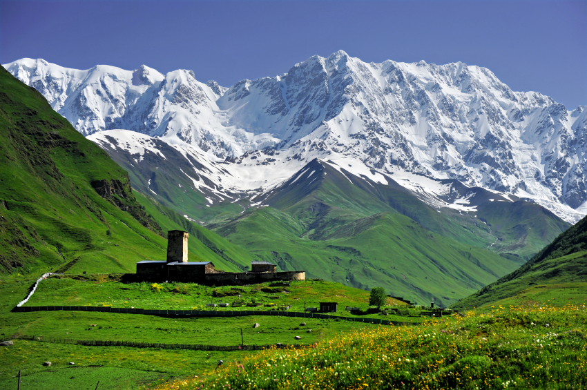 This image: UNESCO World Heritage site of Ushguli – the highest community of inhabited villages in Europe. 