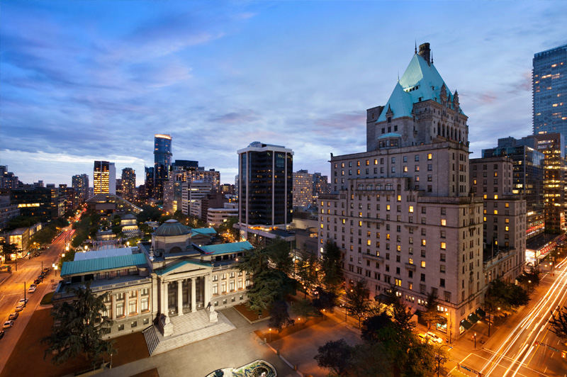 Aerial view of the Fairmont Hotel Vancouver. Image: FRHI