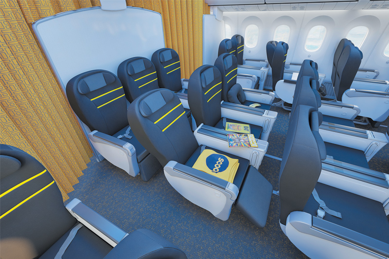 Enjoy ample legroom in the business cabin of Scoot