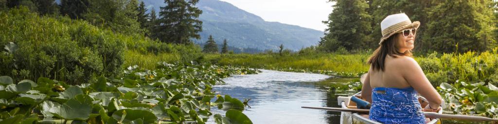 Woman on kayak in Whistler river