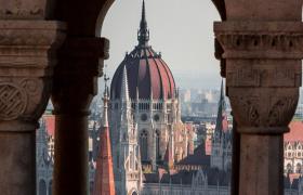 Travel Associates overlooking budapest parliament from fisherman's bastion