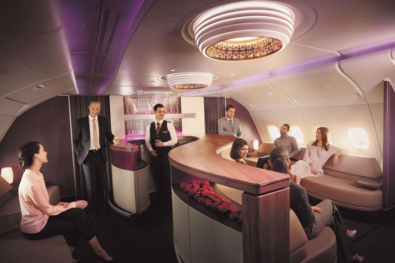 Qatar Airways A380 upper deck lounge