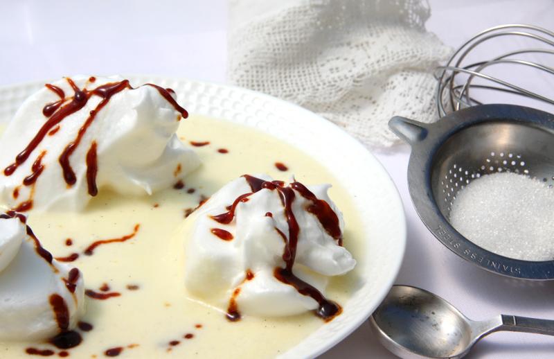 Floating island dessert from France