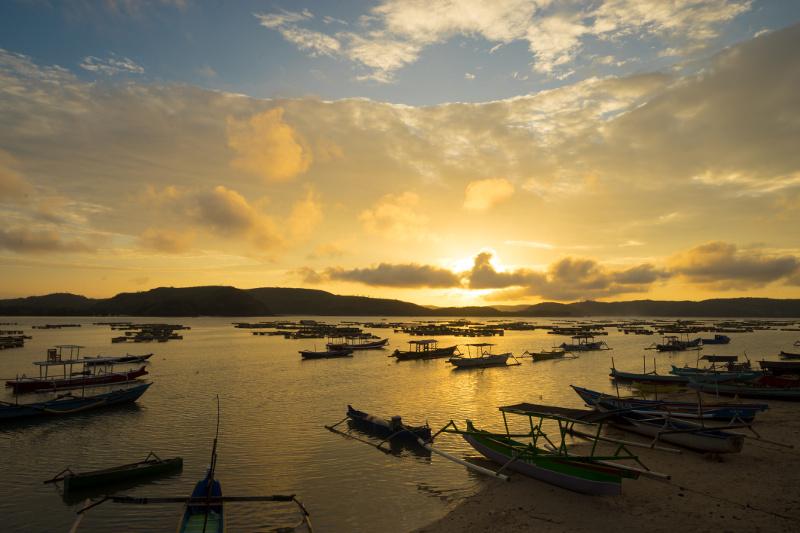 Lombok fishing boats sunrise