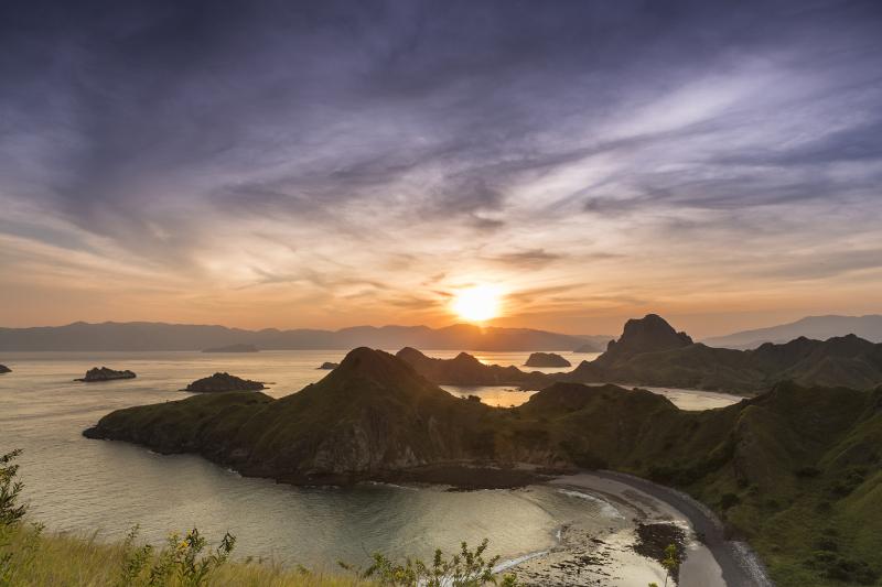 Sunrise over beautiful tropical island in Indonesia