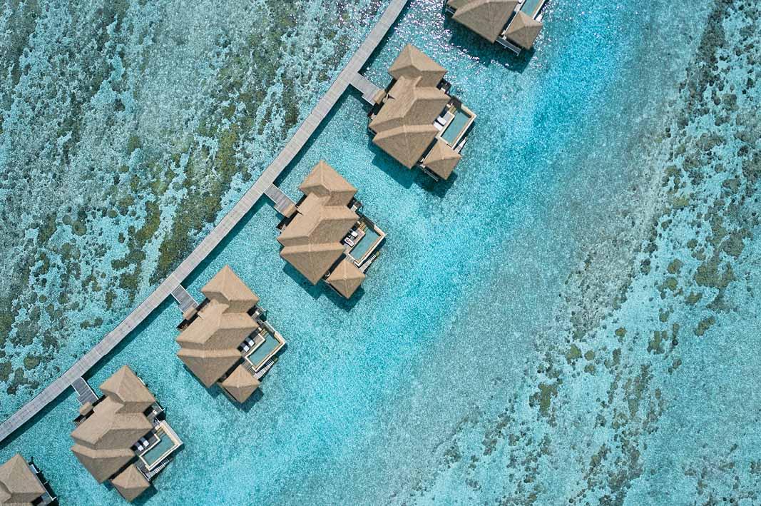 Seaplane views upon descent to COMO Maalifushi.