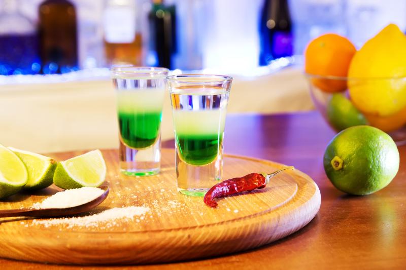 Cocktail shots with chilli pepper